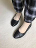 撤柜斷碼真軟皮媽媽鞋春秋平底單鞋女春軟底圓頭防滑皮鞋女工作 黑色 37 曬單實(shí)拍圖