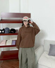 MMLG美式復(fù)古連帽衛(wèi)衣女男2025年秋季新款寬松百搭毛巾繡情侶休閑外套 磚紅色 S 曬單實拍圖