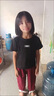 G.DUCKKIDS女童套裝夏季2025新款兒童純棉短袖褲子中大童女孩洋氣兩件套衣服 黑T恤+酒紅褲【黑色】 140 適合130-140cm年齡9-10歲 曬單實(shí)拍圖