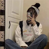 衣品元2025秋季新款寬松圓領(lǐng)印花長袖T恤女時尚百搭休閑衛(wèi)衣爆款上衣 白色 M 白色（80-100斤） 曬單實拍圖