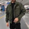 立領(lǐng)男士外套秋冬2025年新款加棉外套男裝痞帥韓版休閑厚工裝夾克 綠色 加絨 3XL 【建議180-200斤】 曬單實(shí)拍圖