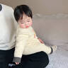 優(yōu)奇嬰兒衣服加絨保暖內衣寶寶秋衣秋褲加絨加厚打底兒童分體套裝冬裝 杏色 90 曬單實(shí)拍圖