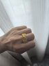 中國(guó)黃金（CHINA GOLD）足金繁花小雛菊戒指點(diǎn)鉆鑲嵌素圈指老情人節(jié)生日禮物送女朋友老婆 繁花黃金戒指【14圈口】約2.5g 曬單實(shí)拍圖