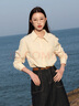 三彩若潮大碼女裝2025秋季新款純色襯衫翻領(lǐng)長(zhǎng)袖中長(zhǎng)款上衣胖MM 珞黃色 3XL 175/104B 曬單實(shí)拍圖
