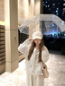 LDBE綁帶滿印小狗條紋粉色連帽衛(wèi)衣女秋季薄款慵懶風可愛寬松外套上衣 粉色 L 【120-140斤】 曬單實拍圖