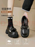 達芙妮樂(lè )福鞋女厚底皮鞋女春秋2025新款英倫風(fēng)增高粗跟通勤一腳蹬單鞋女 黑色厚底【多扣款 跟高5.5CM】 38 曬單實(shí)拍圖
