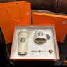 星巴克星巴克杯子禮品定制水杯雙飲口保溫杯吸管杯咖啡杯伴手禮新年禮物 白綠女神+馬克杯橙禮盒520ml 曬單實(shí)拍圖