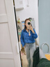 初語(yǔ)【畫(huà)報襯衫】燈芯絨復古襯衫女2024秋季新款高級感氣質(zhì)上衣 湖藍色xl預售10-8 M 曬單實(shí)拍圖