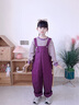 mlgt kids童裝女童秋季背帶褲套裝2025新款兒童條紋兩件套春秋款衣服 紫色 正碼 勿拍大 120 曬單實(shí)拍圖