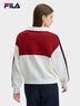FILA 斐樂(lè )官方女子套頭衛衣休閑寬松拼色針織翻領(lǐng)上衣 鮮乳白-IV S 曬單實(shí)拍圖