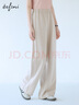 伊芙麗（eifini）朱珠代言顯瘦設計松緊腰休閑感高彈針織直筒長(cháng)褲女26新款 云煙灰 S 80-105斤 曬單實(shí)拍圖