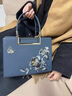歌詩(shī)嫚（Geshiman）新中式國風(fēng)刺繡包包2025新款女包真皮手提斜挎包生日禮物送媽媽 皇室藍 曬單實(shí)拍圖