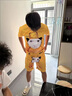 奧圣蔻龍圖衣服 兒童套裝皇帝龍袍搞笑學(xué)生抽象衣服搞怪安全褲搞笑防走 金色 短袖短褲【套裝】 150 兒童 曬單實拍圖