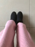 Pansy盼喜短靴女秋冬毛呢加絨保暖舒適平底鞋防滑輕便靴4179 黑色 35  曬單實(shí)拍圖