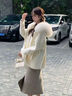 皮爾卡丹（pierre cardin）韓系小個(gè)子羊毛呢外套2024冬季白色狐貍毛領(lǐng)連帽雙面羊絨大衣 白色 M 曬單實(shí)拍圖