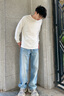 Calvin KleinJeans【復(fù)刻90系列】25早秋新款男ck墨點(diǎn)印花直筒牛仔褲4RC717G X7J-牛仔淺藍(lán) 30 曬單實(shí)拍圖