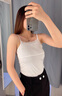 晨芙吊帶背心女夏季西裝內搭修身莫代爾棉打底衫性感蕾絲抹胸無(wú)袖上衣 白色(不帶胸墊) L 建議98-106斤 曬單實(shí)拍圖