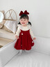 優(yōu)奇女童連衣裙秋裝洋氣兒童假兩件公主裙女寶寶周歲禮服春秋嬰兒裙子 紅色【春秋款】 80 曬單實(shí)拍圖