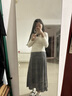 自巧小個子灰色半身長裙女2025春夏新款設(shè)計感斜裁a字百褶裙傘裙 大象灰 L （5碼） 曬單實(shí)拍圖