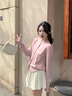 MARDI桃心logo羊毛衫24秋冬新款休閑百搭針織開(kāi)衫女上衣小眾設計 TF903 粉色 均碼 曬單實(shí)拍圖