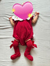 G.DUCKKIDS小黃鴨嬰兒包屁衣春秋長(cháng)袖新生兒連體衣女寶寶公主滿(mǎn)月周歲哈衣 酒紅色夏款 加襪子 59cm 曬單實(shí)拍圖