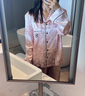 維多利亞的秘密（Victoria's Secret）宅度假輕舒絨輕盈溫暖防靜電舒適家居服女士長(zhǎng)袖長(zhǎng)褲睡衣套裝 4RHY粉白條紋 11273305 L 曬單實(shí)拍圖
