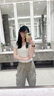 蜜樂奇美式辣妹高街工裝褲女2025年新款牛仔褲復(fù)古梨型身材闊腿拖地褲子 灰綠色+腰帶 L 【建議105-115斤】 曬單實(shí)拍圖