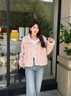 香影張予曦同款咩咩絨環(huán)保皮草女2025冬季新款皮毛一體毛絨短外套 粉色 S 曬單實(shí)拍圖