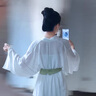 漢服中國風直裾全套女古裝衣服古風舞蹈改良裙子魏晉風大袖衫套裝 奶白色直裾+腰封 S 曬單實拍圖