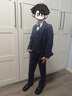 WVD美國品牌套裝新款條紋帥氣兒童西服主持人演出服鋼琴男孩花童禮服條紋西裝+褲+馬甲+領(lǐng)結+胸針春80 常規版90碼建議高-85體重20 曬單實(shí)拍圖