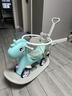 搖搖馬木馬兒童搖馬嬰兒寶寶搖搖車(chē)溜溜車(chē)二合一禮物玩具 藍色+靠背+推桿+護欄 曬單實(shí)拍圖