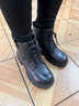 富貴鳥(niǎo)（FUGUINIAO）馬丁靴女款2025年最新款真皮棉鞋女中粗跟冬季防滑短靴女?huà)寢屟プ?FG5020黑色[羊毛保暖] 38 曬單實(shí)拍圖