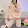 秋冬季加絨加厚長(cháng)袖珊瑚絨睡衣女士法蘭絨家居服女學(xué)生可外穿套裝 TX-802派大星 2XL 曬單實(shí)拍圖