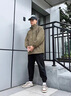 潮梵圖美式復(fù)古立領(lǐng)夾克男士秋冬季套裝男生休閑外套痞帥冬裝潮流兩件套 麂皮絨綠色外套 XL 曬單實(shí)拍圖
