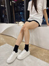 星期六（St&Sat）品牌真皮小白鞋女款秋季2025新款學(xué)院風(fēng)鞋子厚底板鞋運動(dòng)休閑女鞋 白色【皮面】 38 曬單實(shí)拍圖