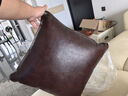 欣墻沙發(fā)抱枕靠墊高檔真皮美式頭層牛皮大號簡(jiǎn)約現代客廳長(cháng)方形腰枕頭 深栗棕頭層牛皮 50cm*50cm 含枕芯 曬單實(shí)拍圖
