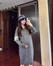 費(fèi)雪（Fisher-Price）孕婦裝2025新款秋冬季連衣裙子針織毛衣衛(wèi)衣外套大碼上衣套裝春裝 灰色連衣裙 均碼 曬單實(shí)拍圖