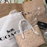 蔻馳（COACH） 女包奢侈品CITY迷你托特包女士斜挎手提包七夕情人節(jié)禮物 沙黃色配白色CW032IMXDM 曬單實(shí)拍圖