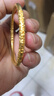 中國黃金（CHINA GOLD）卷草紋繁花黃金手鐲女足金999古法金鐲子送女友老婆生日禮物 金重約7.9g 56#【今/次日達】 曬單實(shí)拍圖