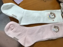 迪士尼兒童襪子夏季長筒襪女孩棉高筒襪 DSP3485白+粉 14-16cm 曬單實拍圖