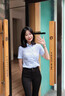 羅蒙（ROMON）藍白條紋襯衫女2025夏季短袖職業(yè)正裝氣質(zhì)銀行工裝襯衣工作服上衣 1986藍白條短袖 XL 曬單實(shí)拍圖