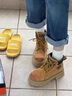 狄德拉真皮馬丁靴女2025秋冬新款英倫風(fēng)粉色短靴厚底內增高小個(gè)子工裝靴 黃色內增高 【柔軟牛皮】 40 (250mm) 曬單實(shí)拍圖