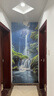 側目墻上自粘墻貼畫(huà)帶框掛畫(huà)瀑布畫(huà)流水生財入戶(hù)玄關(guān)掛畫(huà)過(guò)道走廊山水 油畫(huà)布+原木色實(shí)木掛軸 寬100厘米高200厘米 曬單實(shí)拍圖