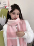 MCS圍巾女純羊毛秋冬格紋流蘇圍脖加厚保暖披肩防寒中秋節禮物 粉色(圍巾+發(fā)夾) 曬單實(shí)拍圖