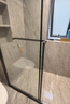 心海伽藍（SHKL）一字型淋浴房玻璃隔斷一固一移下沉式淋浴隔斷干濕分離推拉門(mén)2q 2Q升級版】雙向緩沖1.6-1.69【啞黑】8滑輪 曬單實(shí)拍圖