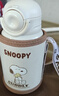史努比（SNOOPY）兒童保溫杯帶吸管直飲男女小學生316不銹鋼喝水杯子雙蓋壺500ml咖 曬單實拍圖