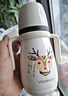 英氏嬰兒保溫奶瓶新生兒奶瓶?jī)和乇瓔雰簩W(xué)飲杯便攜吸管水杯保溫壺 保溫奶瓶 300ml 貴族白-配三頭 曬單實(shí)拍圖
