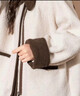 唐獅（TonLion）2024女翻領(lǐng)拼接女仿羊羔絨短款外套 淺杏色 XL  曬單實(shí)拍圖