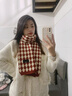CharisKitty本命年小c&k紅色圍巾女生韓系氛圍感針織毛線加厚圍脖男生日禮物 CK圍巾-菱形格紅色【禮盒包裝】 曬單實(shí)拍圖