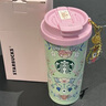 星巴克杯子2025年春日花粉色漸變雙飲口吸管杯不銹鋼保溫杯水杯咖啡杯 473ml春日花 曬單實(shí)拍圖